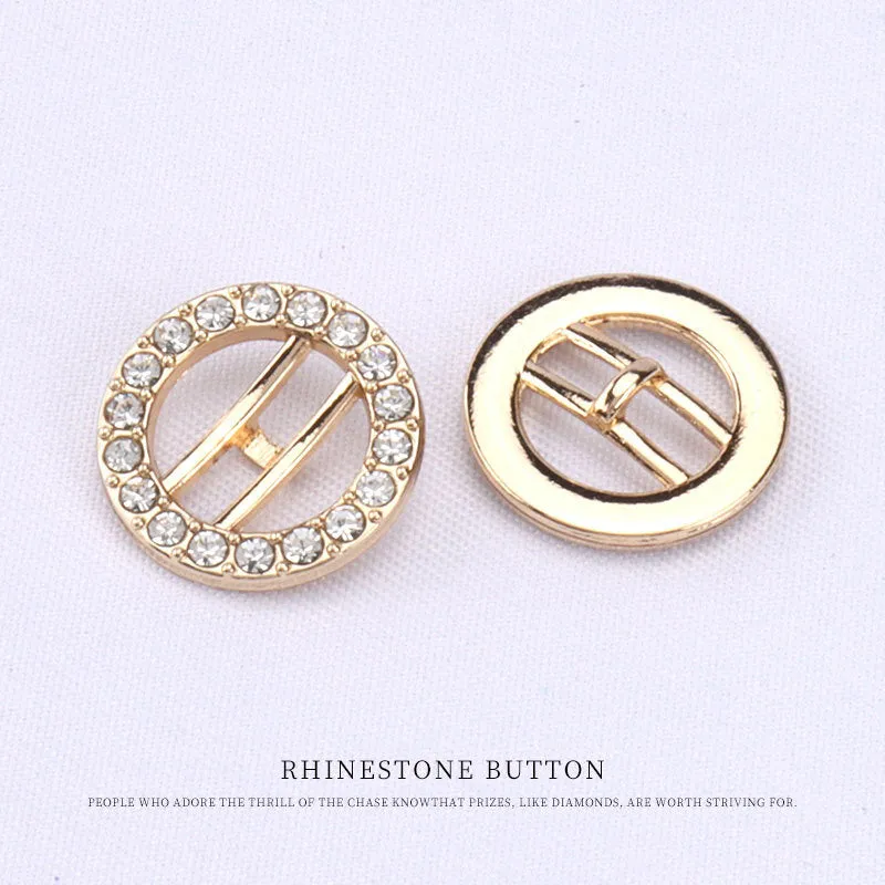 10/12/15mm Rose Gold Metal Hollow Rhinestone Buttons for Women Cardigans 20pcs