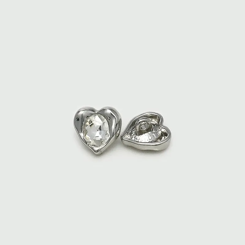 12mm Pink Metal Diamond Heart-Shaped Cuff Buttons for Knit Cardigans 20pcs