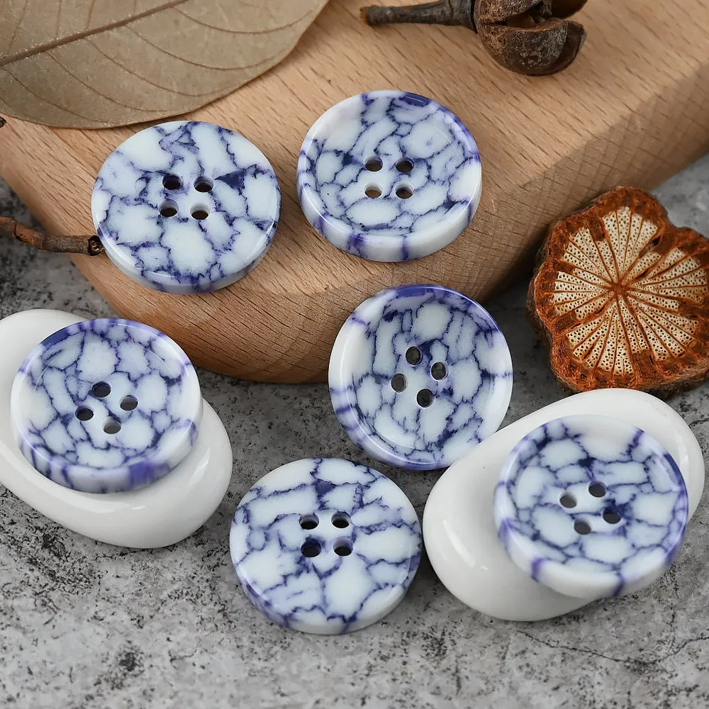 15-25mm Round 4 Hole Colorful Urea Buttons with Imitation Marble Pattern