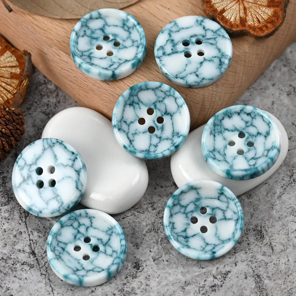 15-25mm Round 4 Hole Colorful Urea Buttons with Imitation Marble Pattern