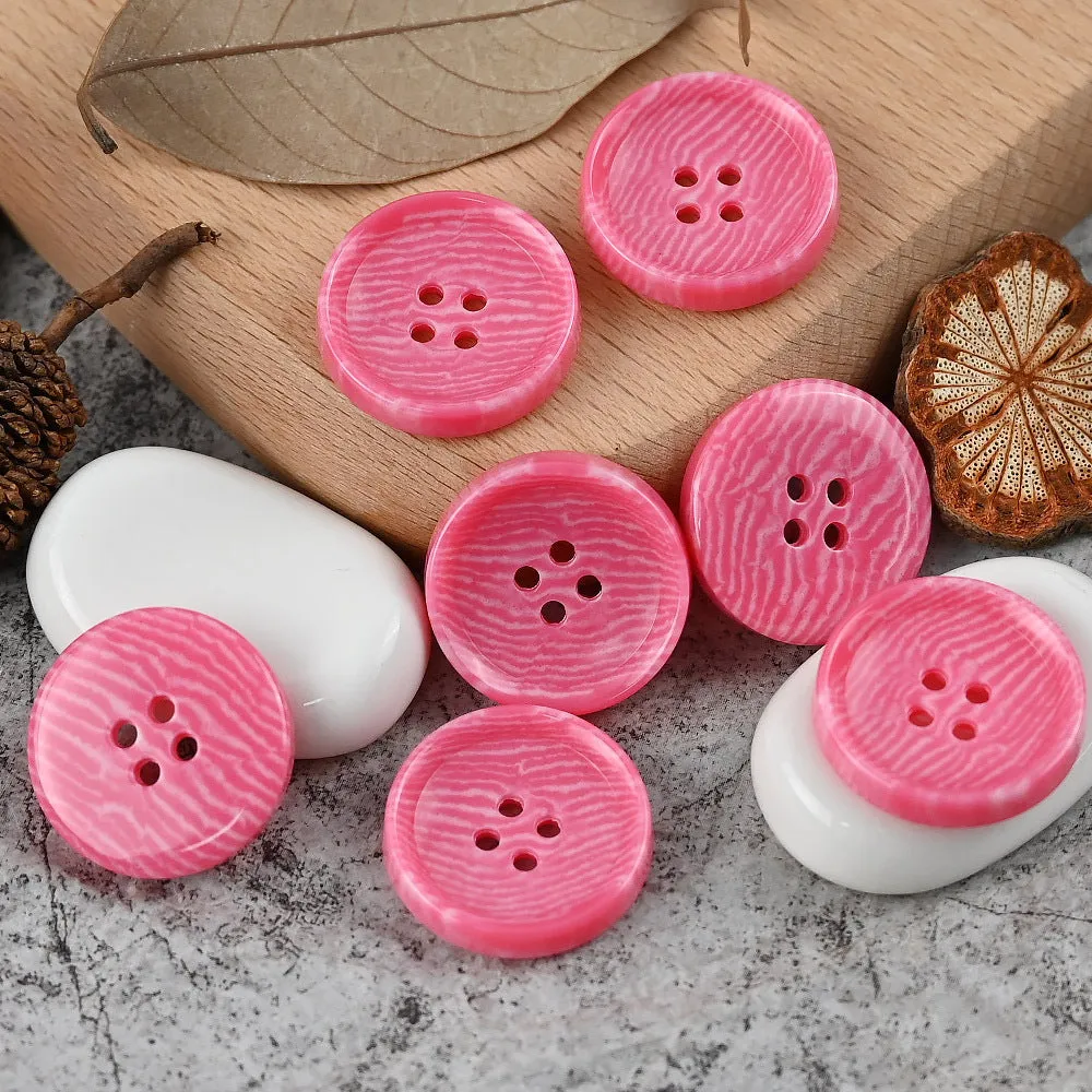 15-25mm Round 4 Hole Colorful Urea Buttons with Imitation Marble Pattern
