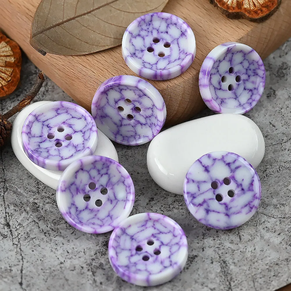 15-25mm Round 4 Hole Colorful Urea Buttons with Imitation Marble Pattern