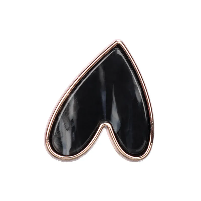 18/25mm Beige Black Heart Shaped Metal Shank Buttons for Women Coats 10pcs