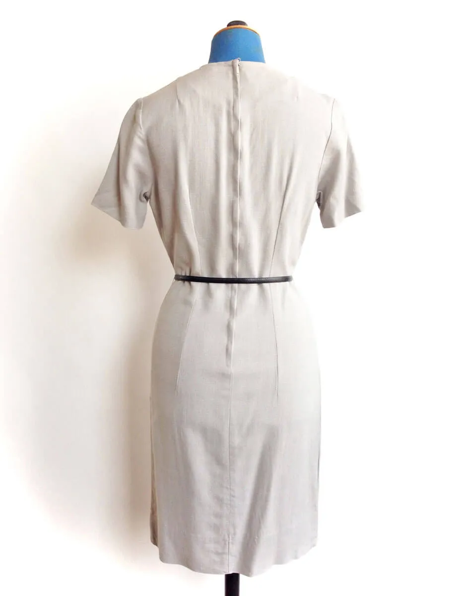 1950s Day Dress Grey Classic Sheath