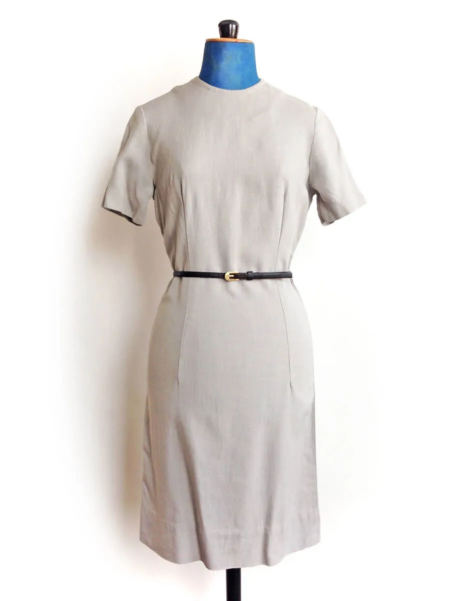 1950s Day Dress Grey Classic Sheath