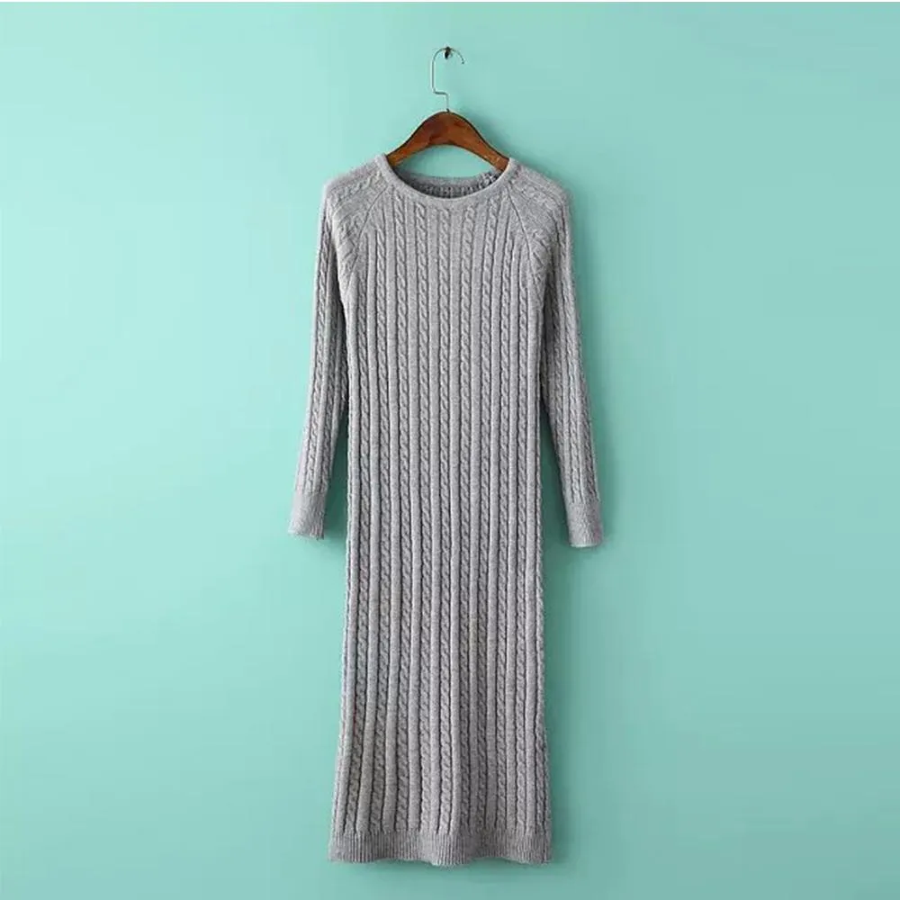 2019 Women fashion Twisted  Sweater Dress   Femme Long sleeve pullover Sweater Dresses