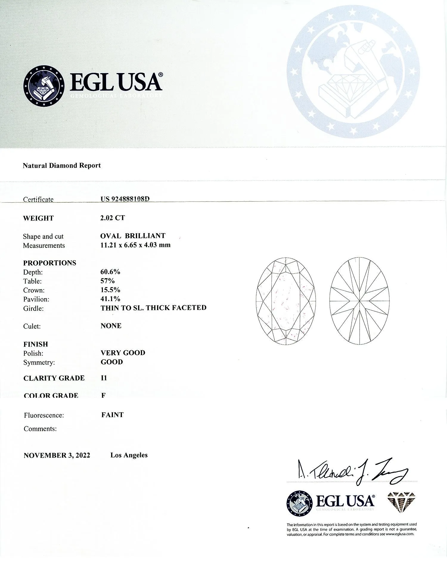 2.02 CARAT OVAL ENGAGEMENT RING
