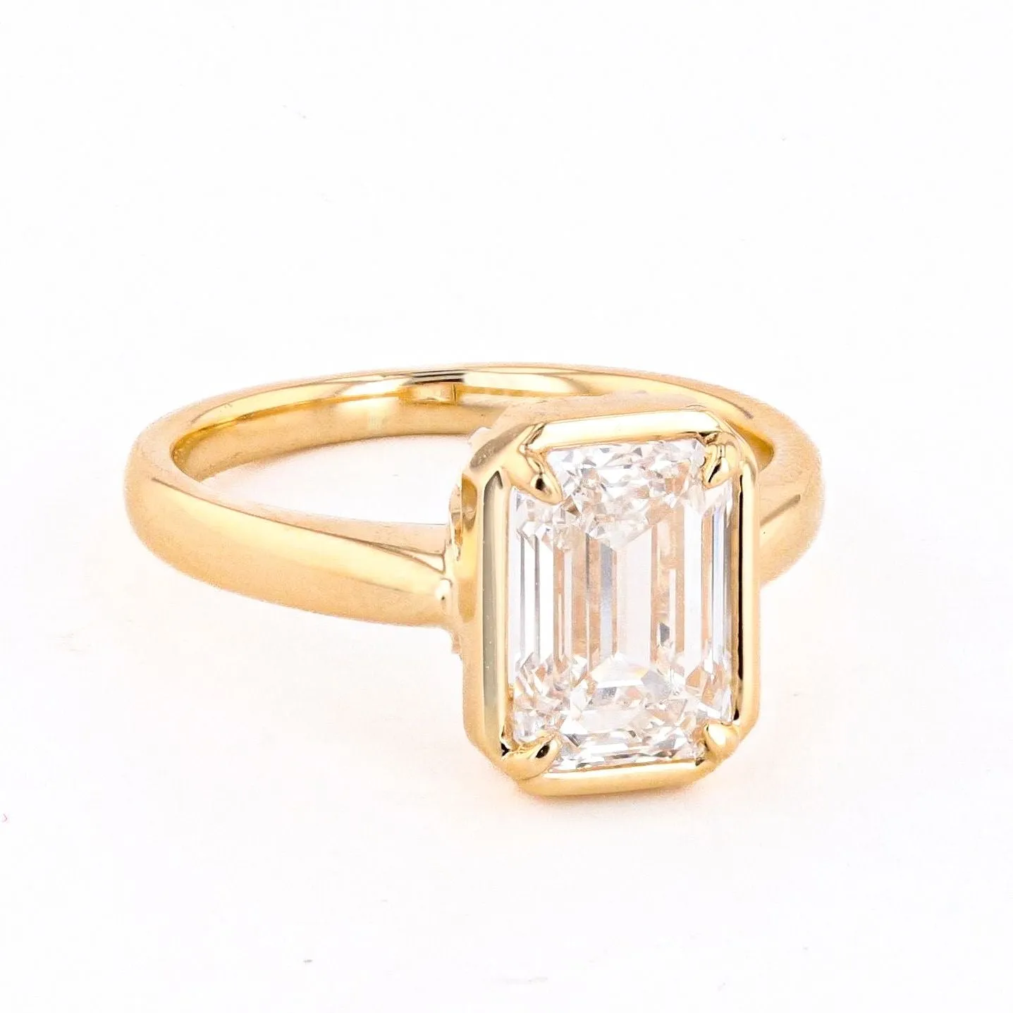 2.51 CARAT EMERALD CUT BEZEL LAB GROWN DIAMOND ENGAGEMENT RING