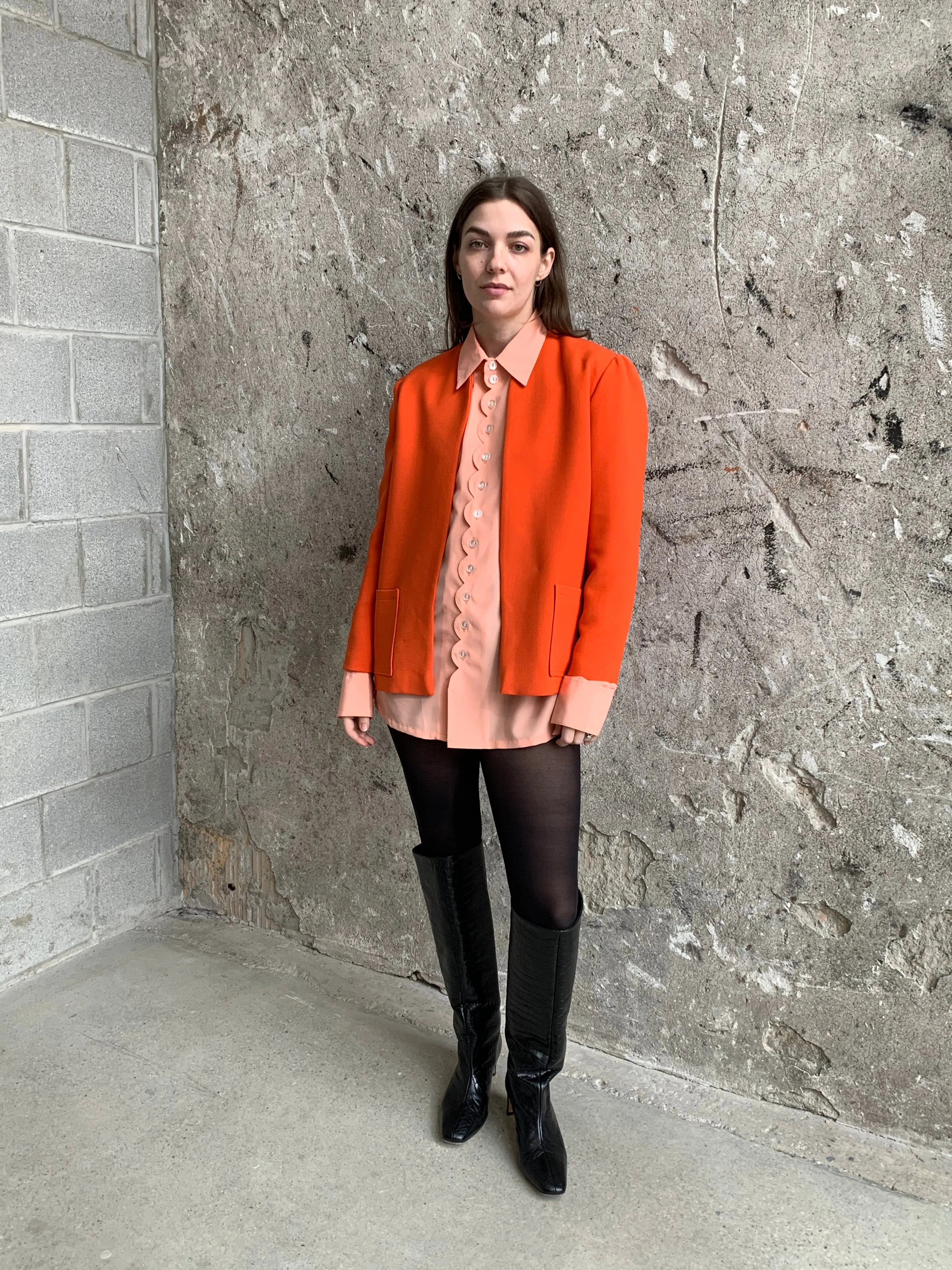 70s pink scalloped shirt