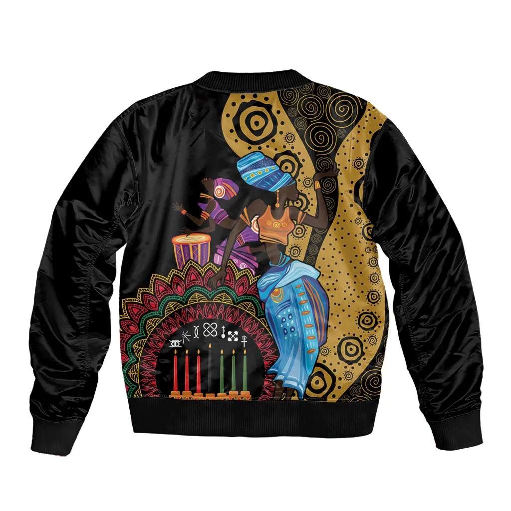 Africa Happy Kwanzaa Sleeve Zip Bomber Jacket Tribal Dance LT7