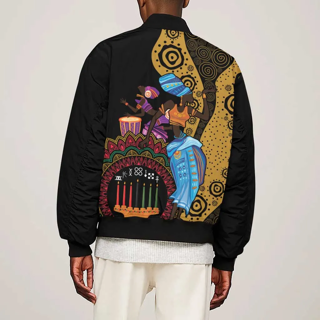 Africa Happy Kwanzaa Sleeve Zip Bomber Jacket Tribal Dance LT7