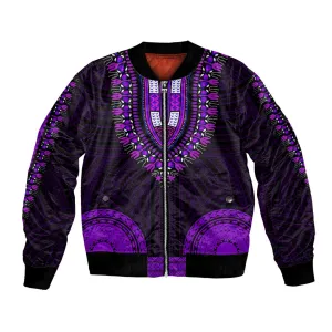 African Dashiki and Polynesian Pattern Bomber Jacket Purple LT9