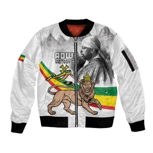 African Victory Menelik II Sleeve Zip Bomber Jacket Battle Of Adwa LT15
