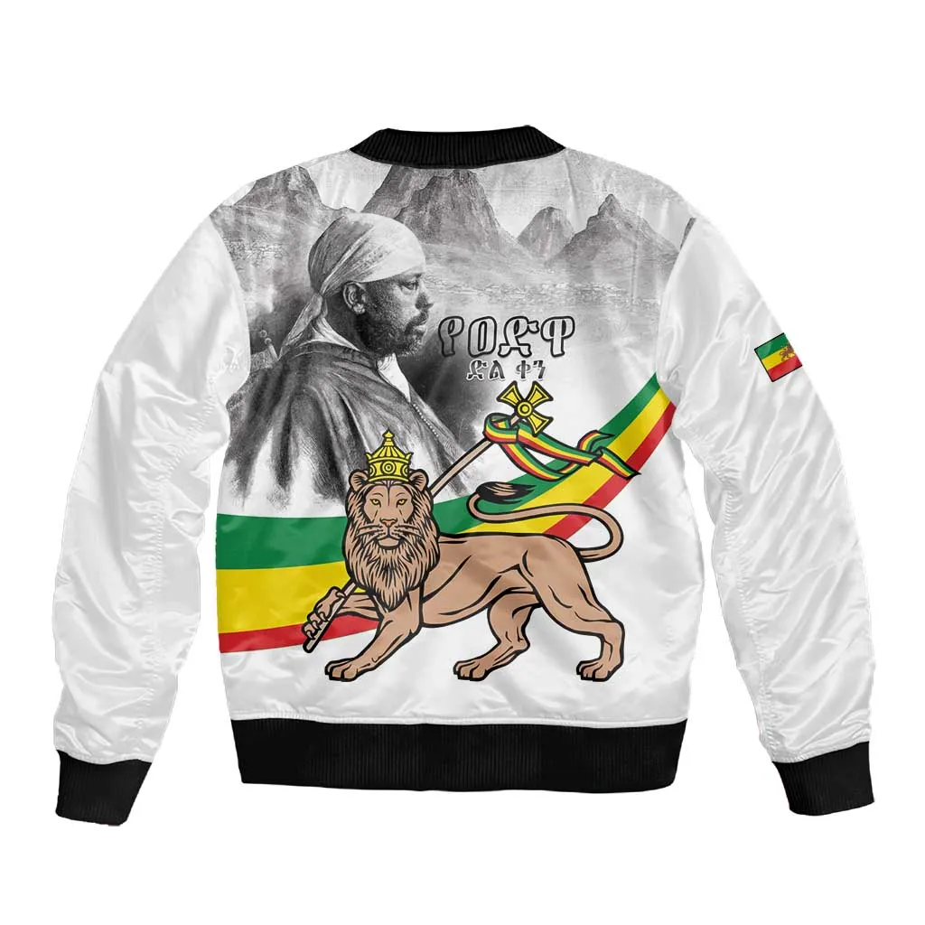 African Victory Menelik II Sleeve Zip Bomber Jacket Battle Of Adwa LT15