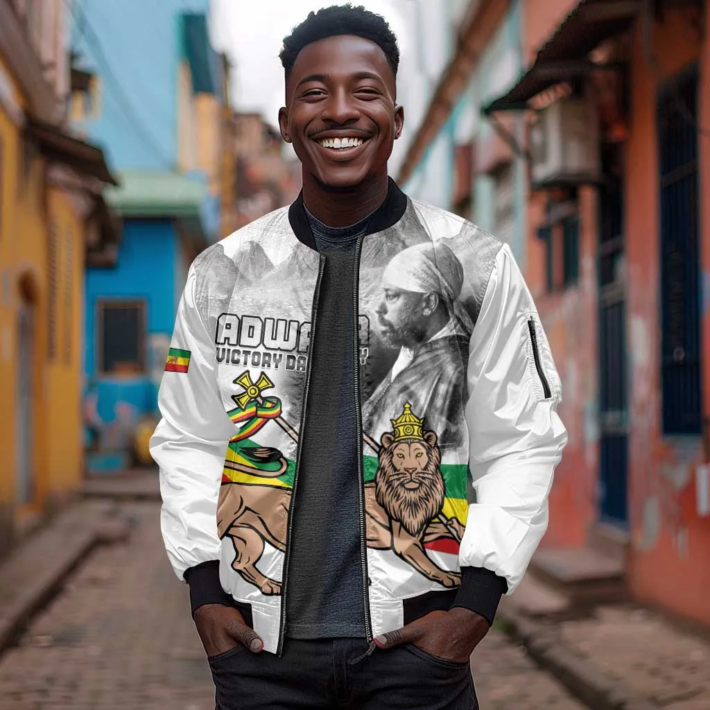 African Victory Menelik II Sleeve Zip Bomber Jacket Battle Of Adwa LT15
