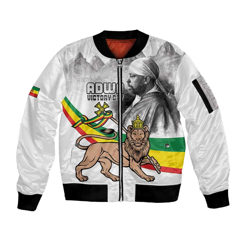 African Victory Menelik II Sleeve Zip Bomber Jacket Battle Of Adwa LT15