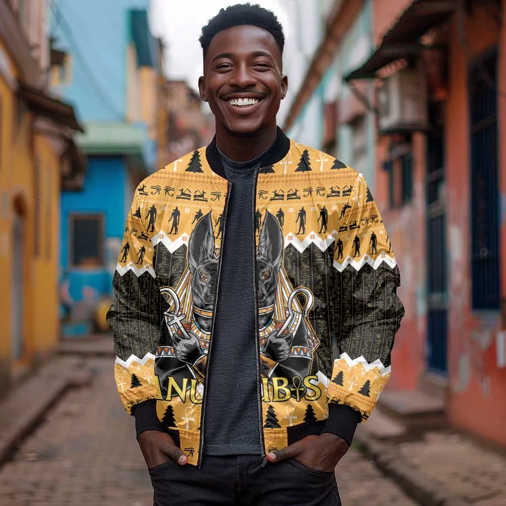 Afro Ancient Egyptian Bomber Jacket Anubis - Merry Christmas LT15