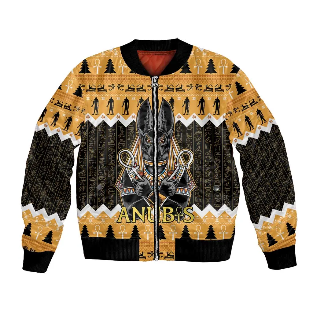 Afro Ancient Egyptian Bomber Jacket Anubis - Merry Christmas LT15