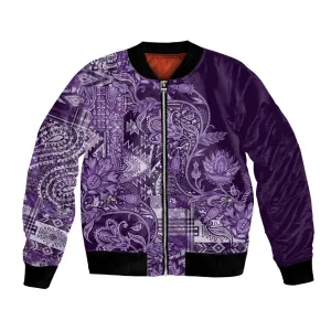 Afro Floral mix Maasai Shuka Bomber Jacket Purple Moitf LT9