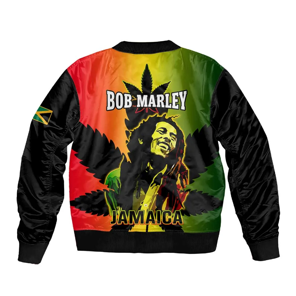 Afro Jamaica Legend Bob Sleeve Zip Bomber Jacket The King Of Reggae LT14