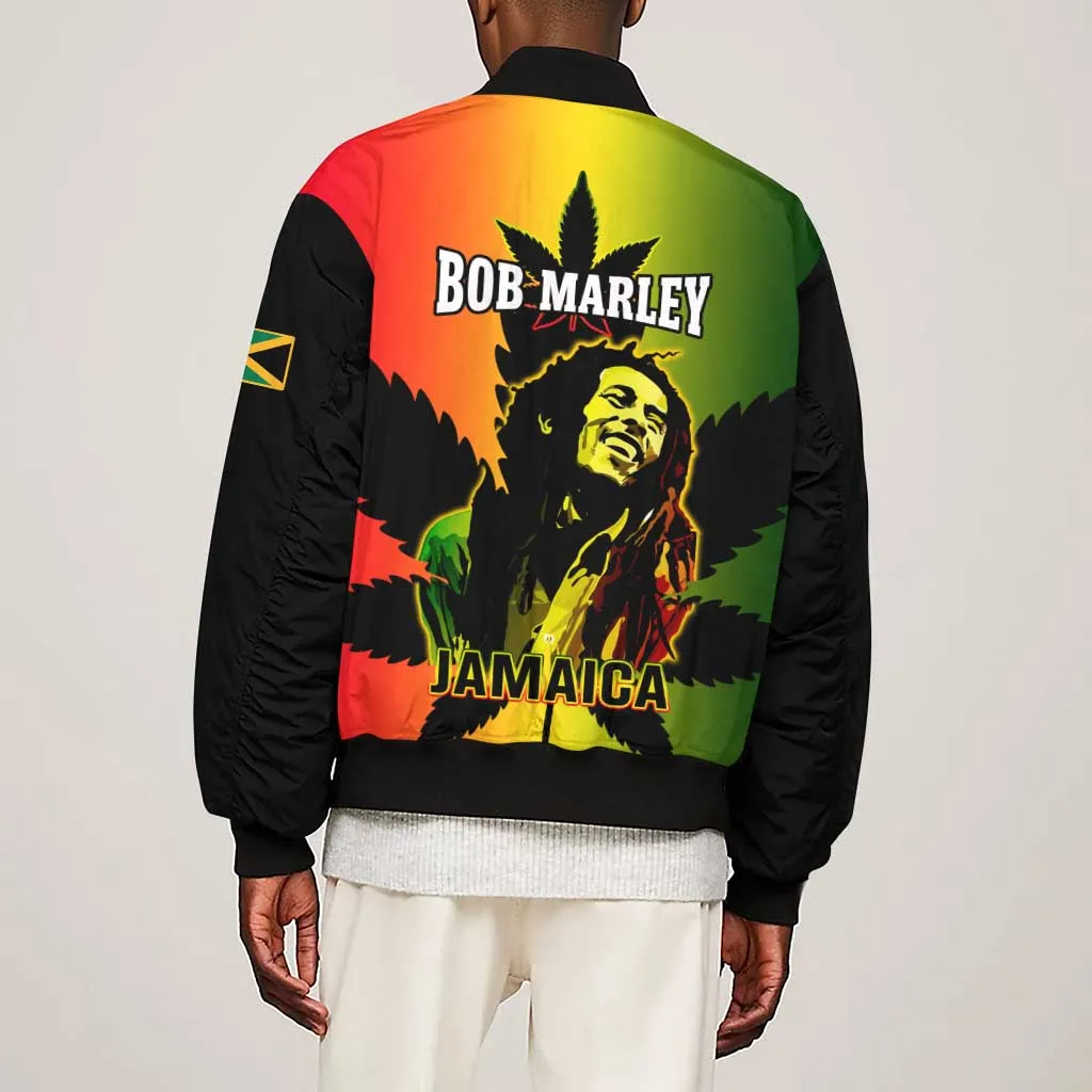 Afro Jamaica Legend Bob Sleeve Zip Bomber Jacket The King Of Reggae LT14