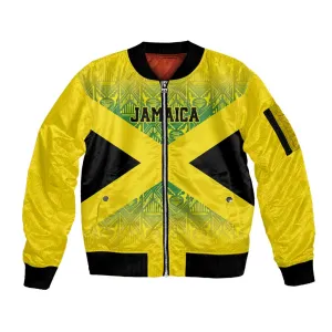 Afro-Jamaicans Custom Sleeve Zip Bomber Jacket Reggae Boyz With Traditional Pattern LT9