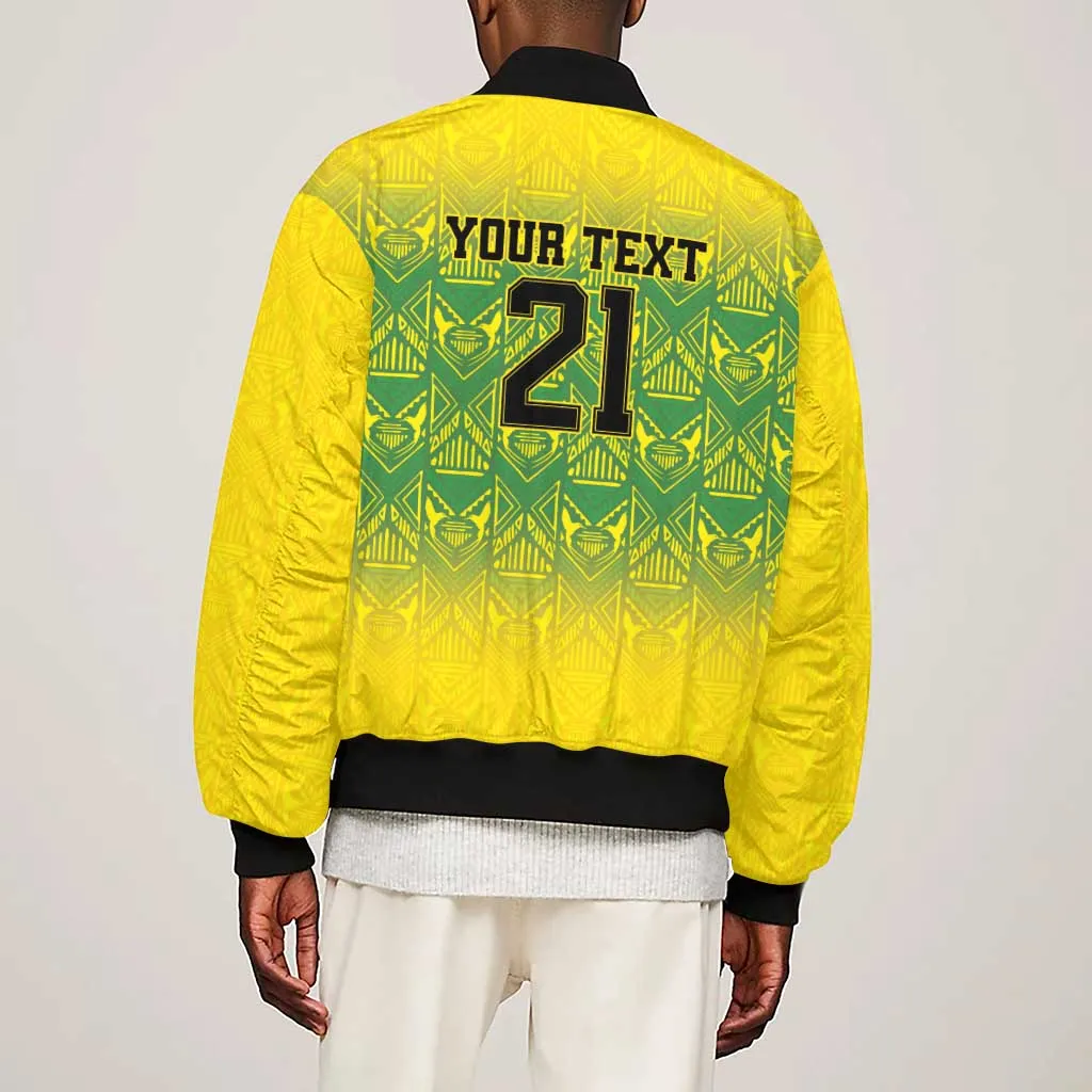 Afro-Jamaicans Custom Sleeve Zip Bomber Jacket Reggae Boyz With Traditional Pattern LT9
