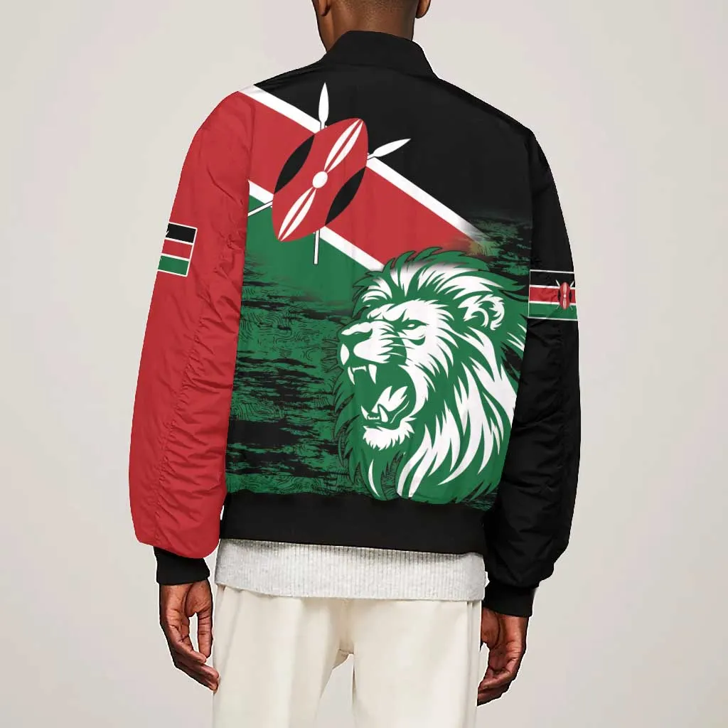 Afro Kenya Lion Head Bomber Jacket Flag Style LT18