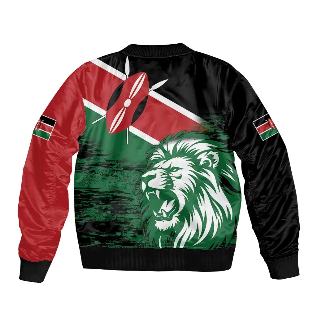 Afro Kenya Lion Head Bomber Jacket Flag Style LT18