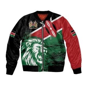 Afro Kenya Lion Head Bomber Jacket Flag Style LT18