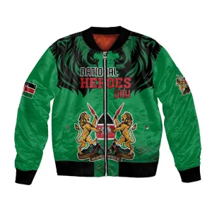 Afro Kenya National Heroes Day Bomber Jacket Mashujaa With Lion Head And Coat Of Arms LT18
