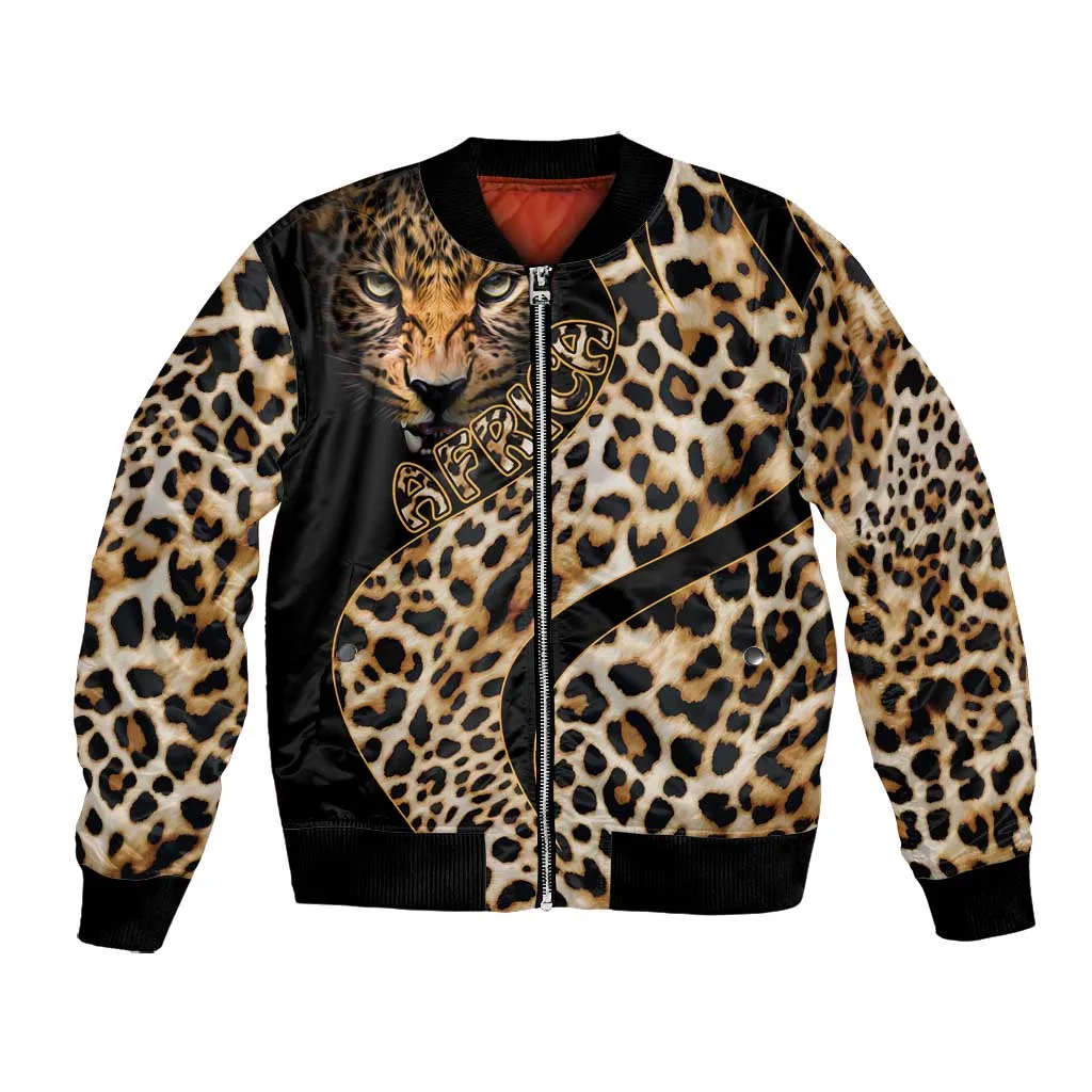 Afro Leopard Skin Pattern Bomber Jacket Version 01 LT9