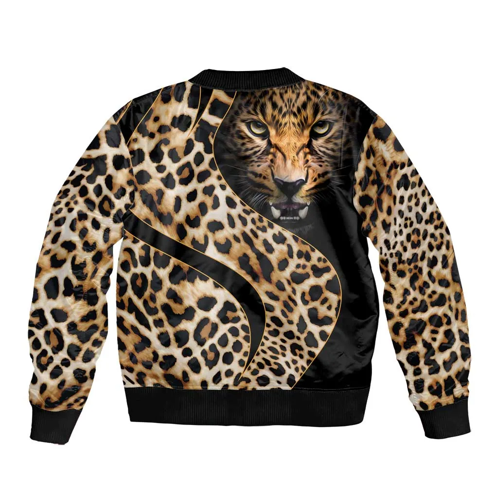 Afro Leopard Skin Pattern Bomber Jacket Version 01 LT9