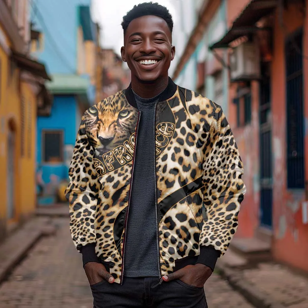 Afro Leopard Skin Pattern Bomber Jacket Version 01 LT9