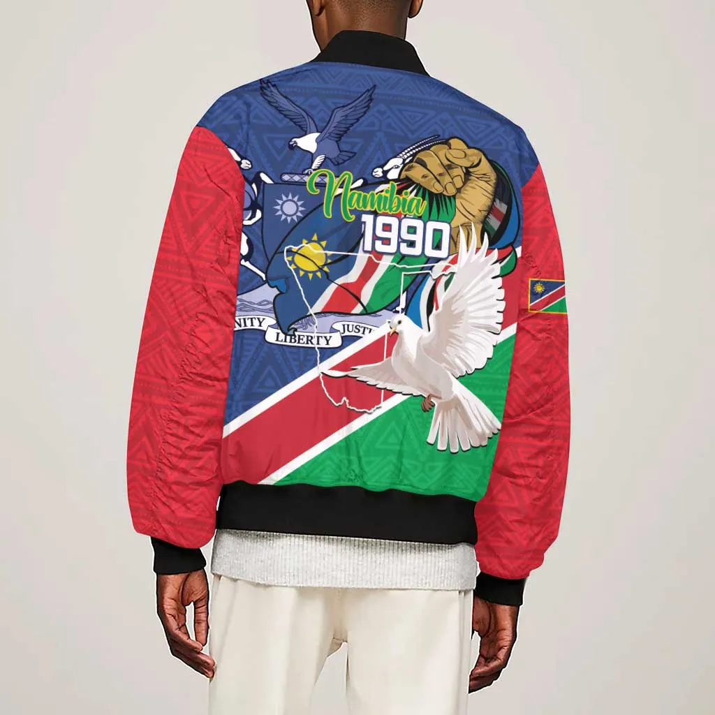 Afro Namibia Independence Day Sleeve Zip Bomber Jacket Namibian 1990 African Pattern LT14