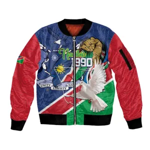 Afro Namibia Independence Day Sleeve Zip Bomber Jacket Namibian 1990 African Pattern LT14