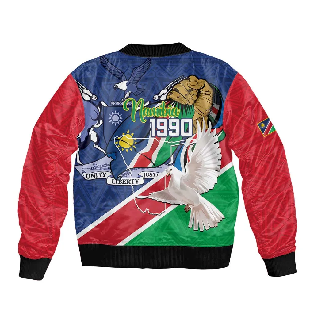 Afro Namibia Independence Day Sleeve Zip Bomber Jacket Namibian 1990 African Pattern LT14