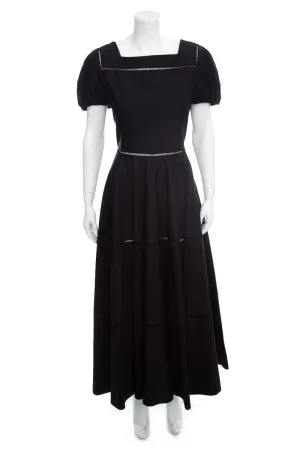 Alaia Black Cotton Maxi Short Sleeve Dress SZ 44