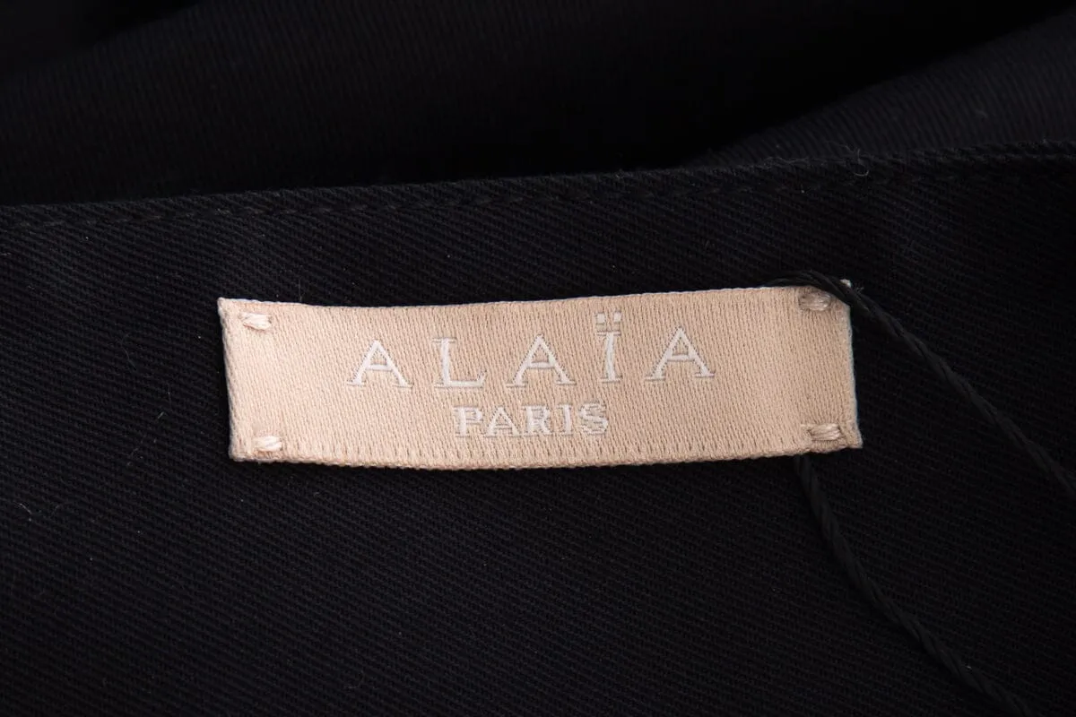 Alaia Black Cotton Maxi Short Sleeve Dress SZ 44