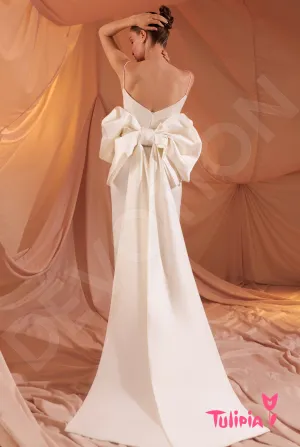 Alessandra Sheath/Column Straight across Milk Wedding dress