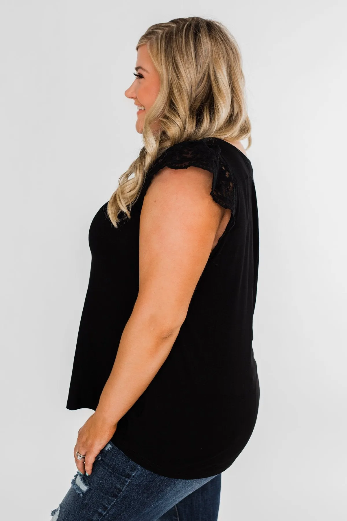 All I've Ever Needed Lace Top- Black