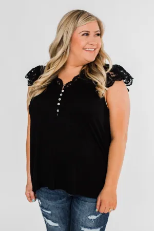 All I've Ever Needed Lace Top- Black