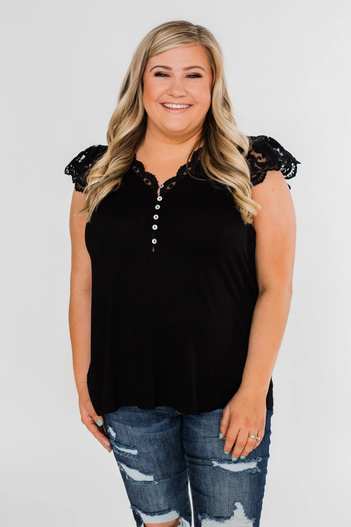 All I've Ever Needed Lace Top- Black