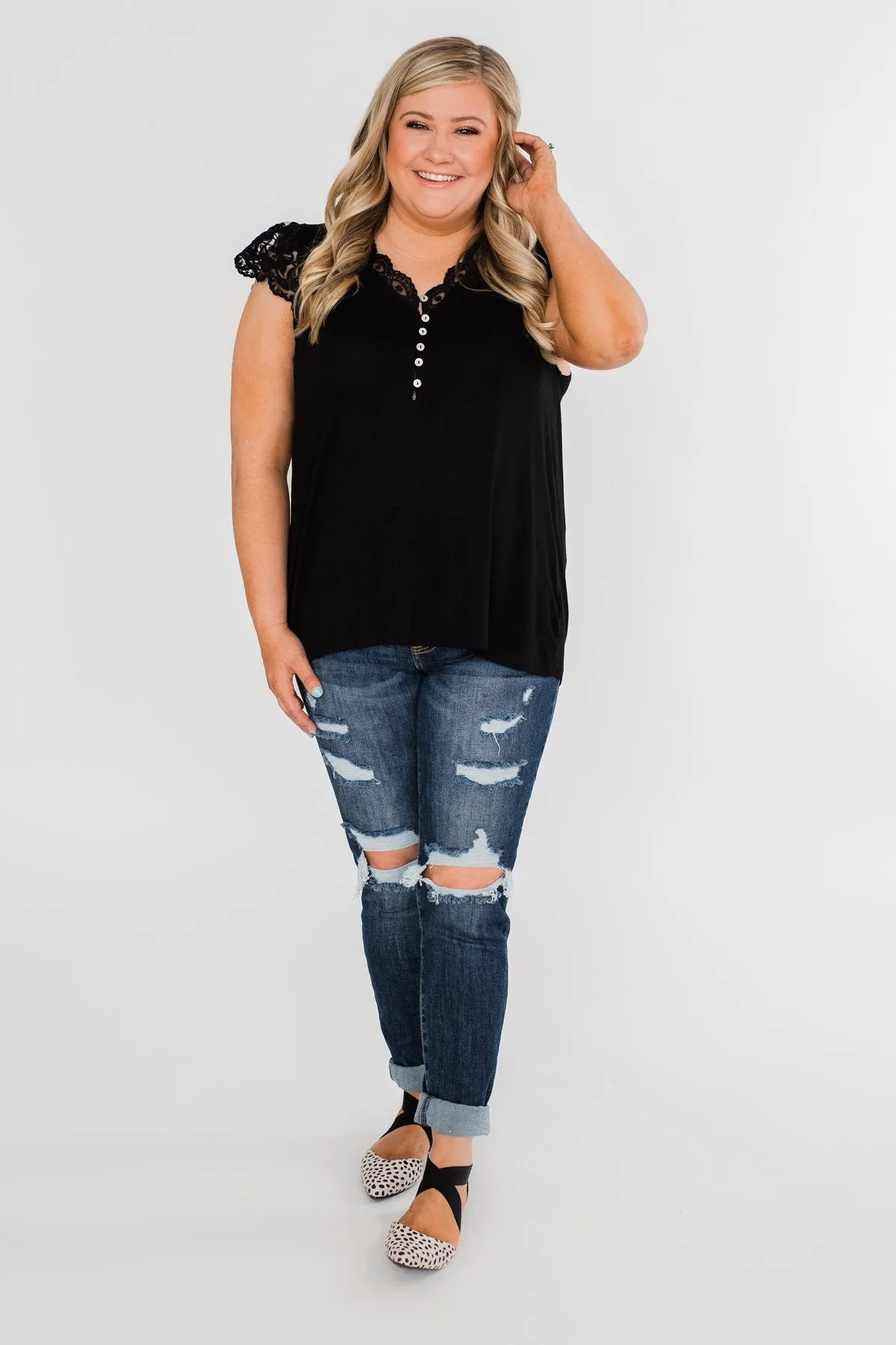 All I've Ever Needed Lace Top- Black