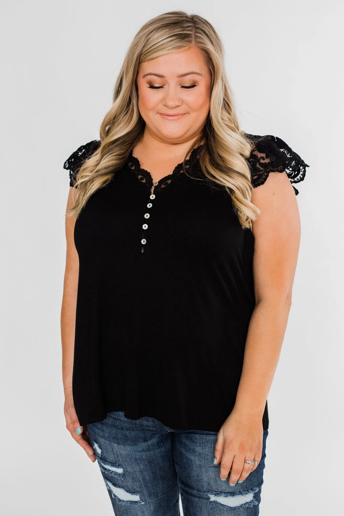 All I've Ever Needed Lace Top- Black
