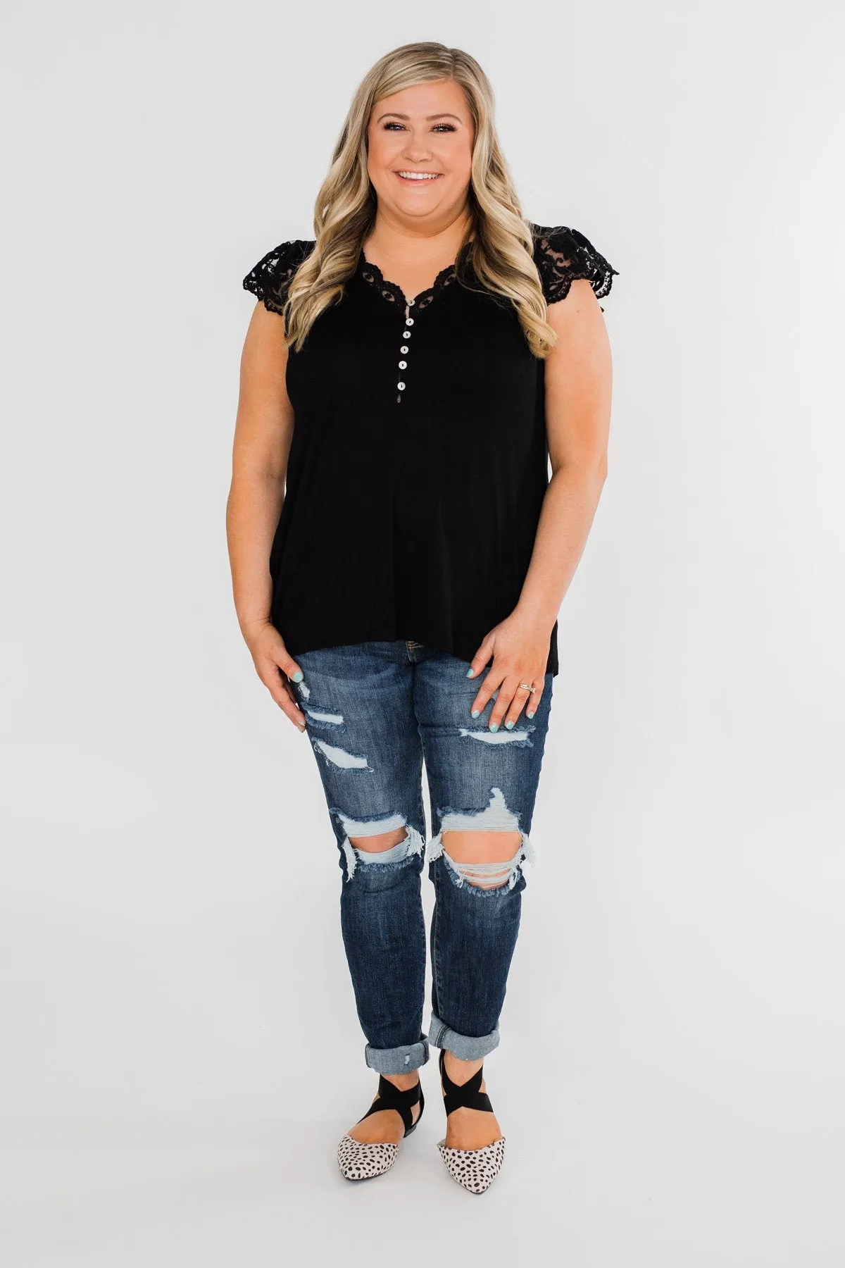 All I've Ever Needed Lace Top- Black