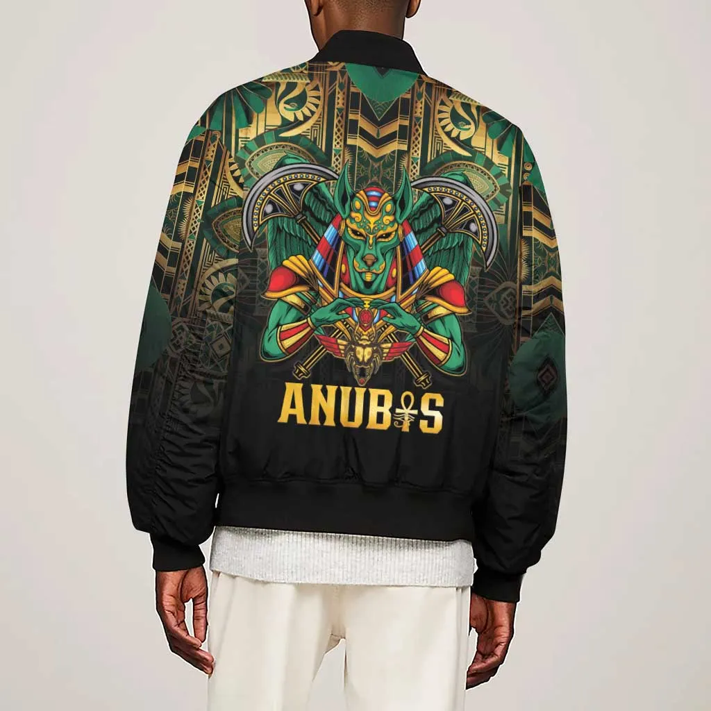 Ancient Egypt Sleeve Zip Bomber Jacket Anubis Egyptian LT15
