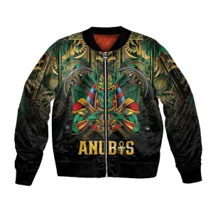 Ancient Egypt Sleeve Zip Bomber Jacket Anubis Egyptian LT15