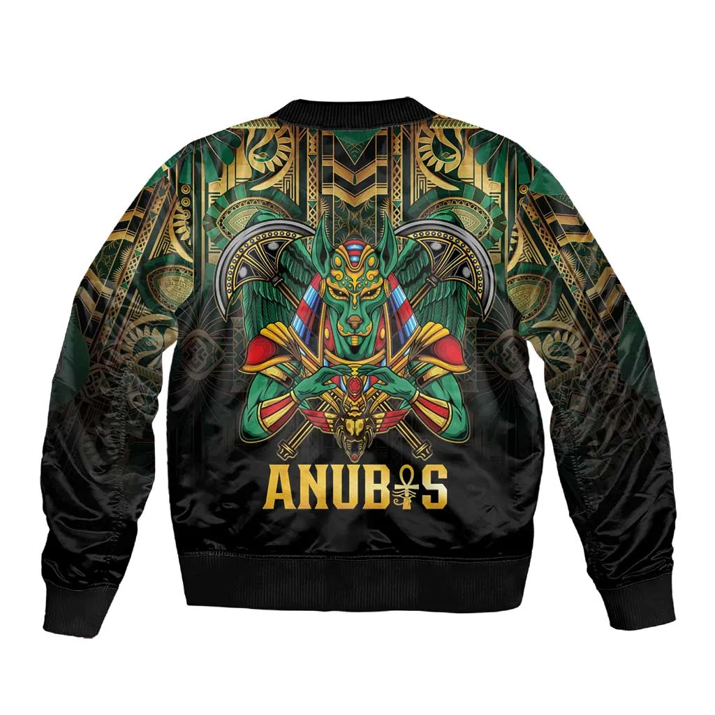 Ancient Egypt Sleeve Zip Bomber Jacket Anubis Egyptian LT15