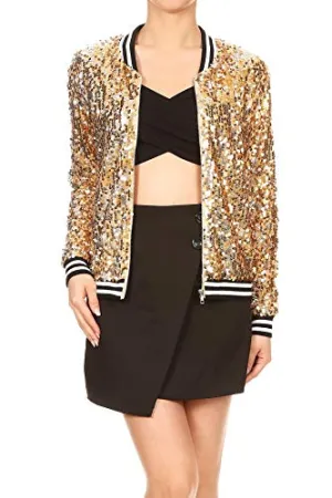 Anna-Kaci Sequin Front Zip Jacket